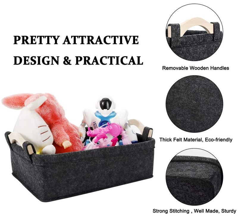 KWLET Small Basket Gray Storage Baskets for Shelves Fabric Storage Bins for Living Room Kitchen Playroom Bathroom Toilet Dorm Narrow Storage Basket Organizer Decorative Basket - Image 5