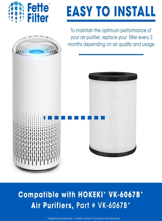 Fette Filter - VK-6067B H13 True HEPA Filters Compatible with HOKEKI VK-6067B & Vremi True Hepa Air Purifiers H13 with Activated Carbon- Pack of 2 (VK6067B) - Image 3