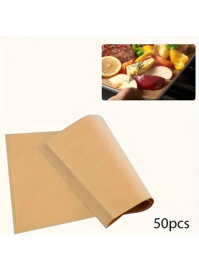 50 Pcs 8x10 Inch Reusable Non-Stick Baking Paper Brown Oil Resistant Heat Resistant For Air Fryer Steamer Oven BBQ Cooking Kitchen Baking Sheets Parchment Paper - Image 3