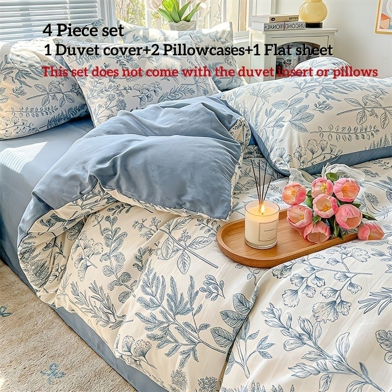 bedding: 1 Printed Duvet Cover + 2 Pillowcases + 1 Bed Sheet, Wrinkle-Textured All-Season Bedding (Excluding Pillow And Duvet Inserts) - Image 3