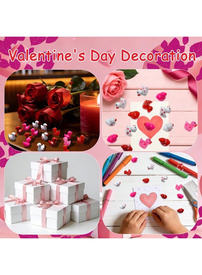 PAPPYN-A 150 Pcs Valentine's Day Resin Mini Ducks Red Pink White Heart Valentines Day Tiny Resin Animals Bulk Miniature Figures for Micro Garden Landscape Decoration DIY Craft Party Favors - Image 4