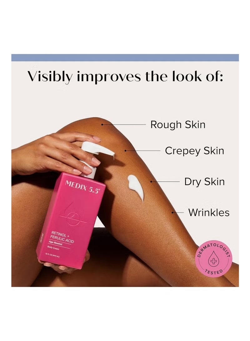 Medix 5.5 Retinol Body Lotion Firming Moisturizer | Crepey Skincare Treatment | Retinol Body Cream | Anti Aging Firming Cream For Women Targets Look Of Crepe Skin, Wrinkles, & Sagging Skin, 15 Fl Oz - Image 4