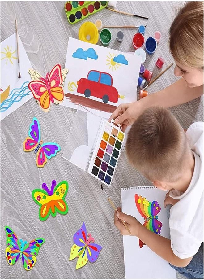 Generic - 28 Piece Butterfly Craft Set, Butterflies Wooden Craft Set, Butterflies for Painting with Watercolour Pen, Gemstone Stickers, Wooden Craft Sets for Children, Girls, DIY Painting Decoration - Image 1