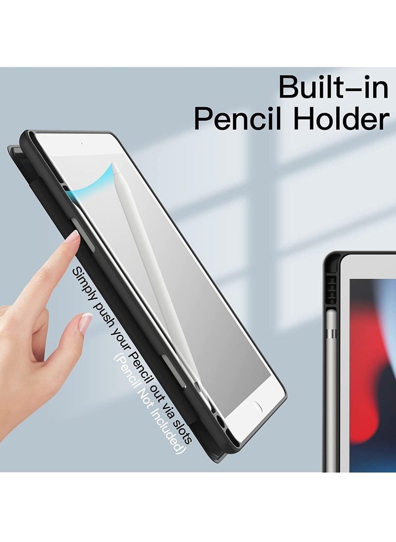 JAJEEK Case for iPad 10.2-Inch (9th/8th/7th Generation, 2021/2020/2019) with Pencil Holder, Clear Transparent Back Shell, Slim Stand, Shockproof Tablet Cover - Premium Protection & Style - Image 3