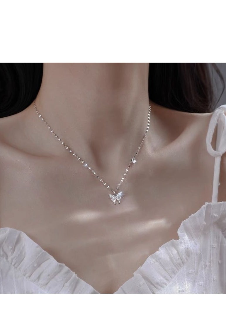 Generic - S925 Sterling Silver Butterfly Clavicle Chain, Ladies' Niche Simple and Versatile, High-End Necklace - Image 1