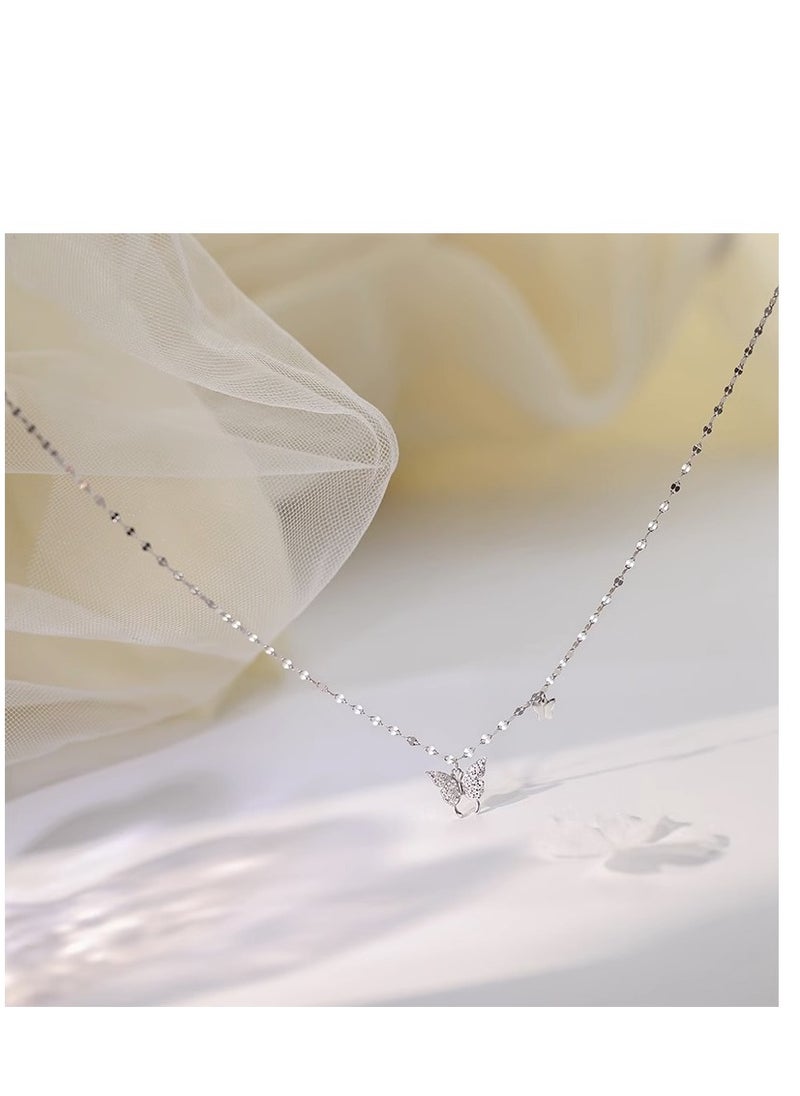Generic - S925 Sterling Silver Butterfly Clavicle Chain, Ladies' Niche Simple and Versatile, High-End Necklace - Image 1