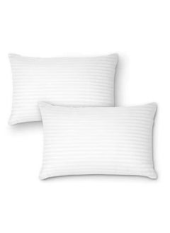 General Set Of 2 Lavish Ultra Soft Rectangular Striped Pillows Cotton White 40x60cm  - Image 4