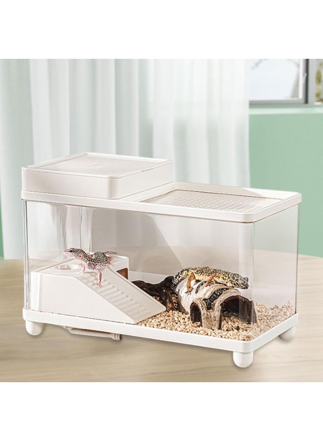 Large Turtle Tank Clear Terrarium Spacious Sturdy Turtle Habitat Reptile Habitat for Frog Tortoises Leopard Terrapin Scorpion, White - Image 2