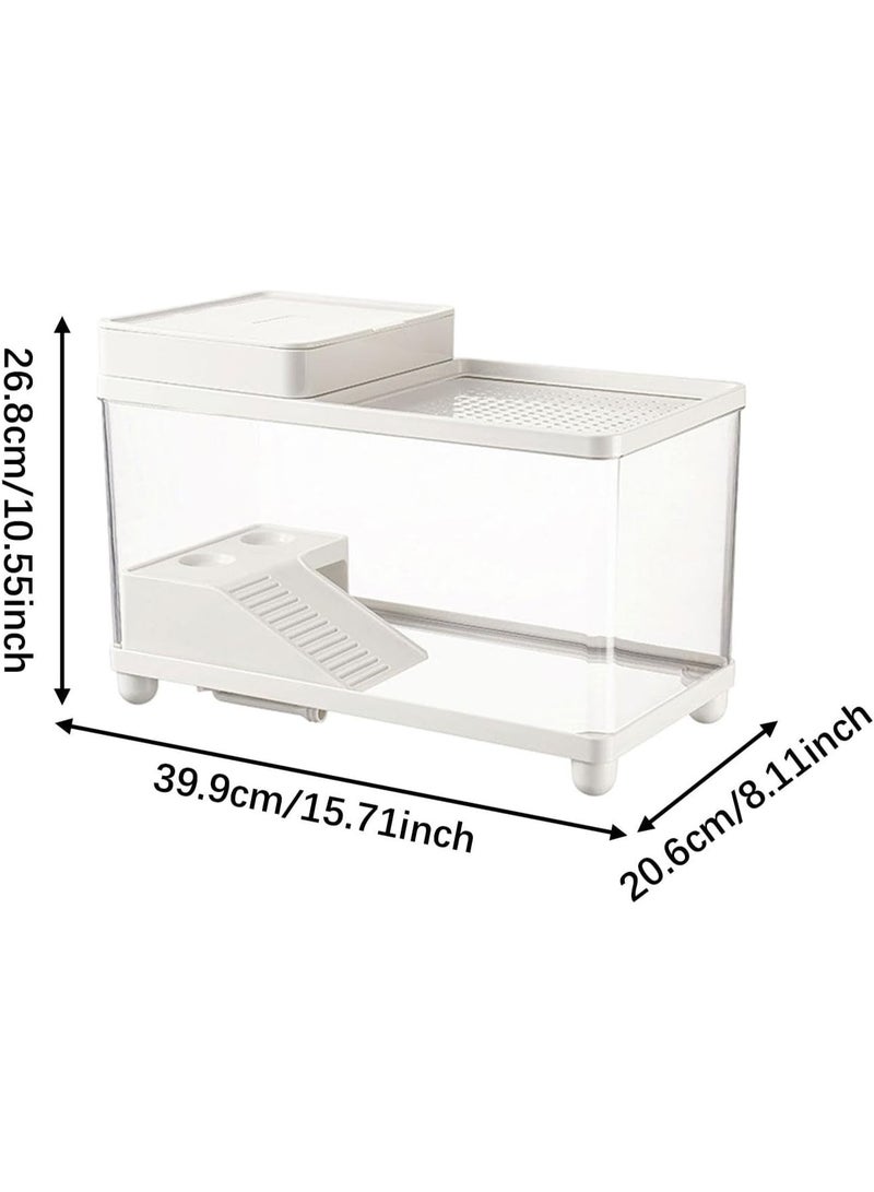 Large Turtle Tank Clear Terrarium Spacious Sturdy Turtle Habitat Reptile Habitat for Frog Tortoises Leopard Terrapin Scorpion, White - Image 3