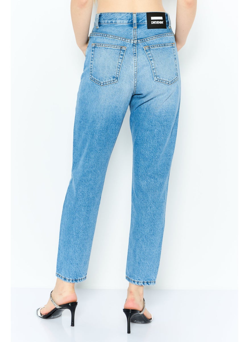 Dr Denim - Women Regular Fit High Rise Straight Leg Washed Jeans, Blue - Image 1