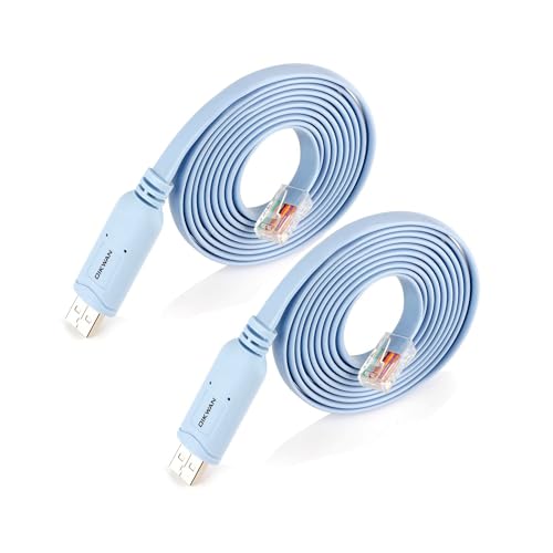 OIKWAN USB to RJ45 Console Cable 2pack, Essential Tool for Cisco, NETGEAR, Ubiquiti, LINKSYS, TP-Link Routers/Switches Connection, Compatible with Windows, Mac, Linux Laptops - Image 1