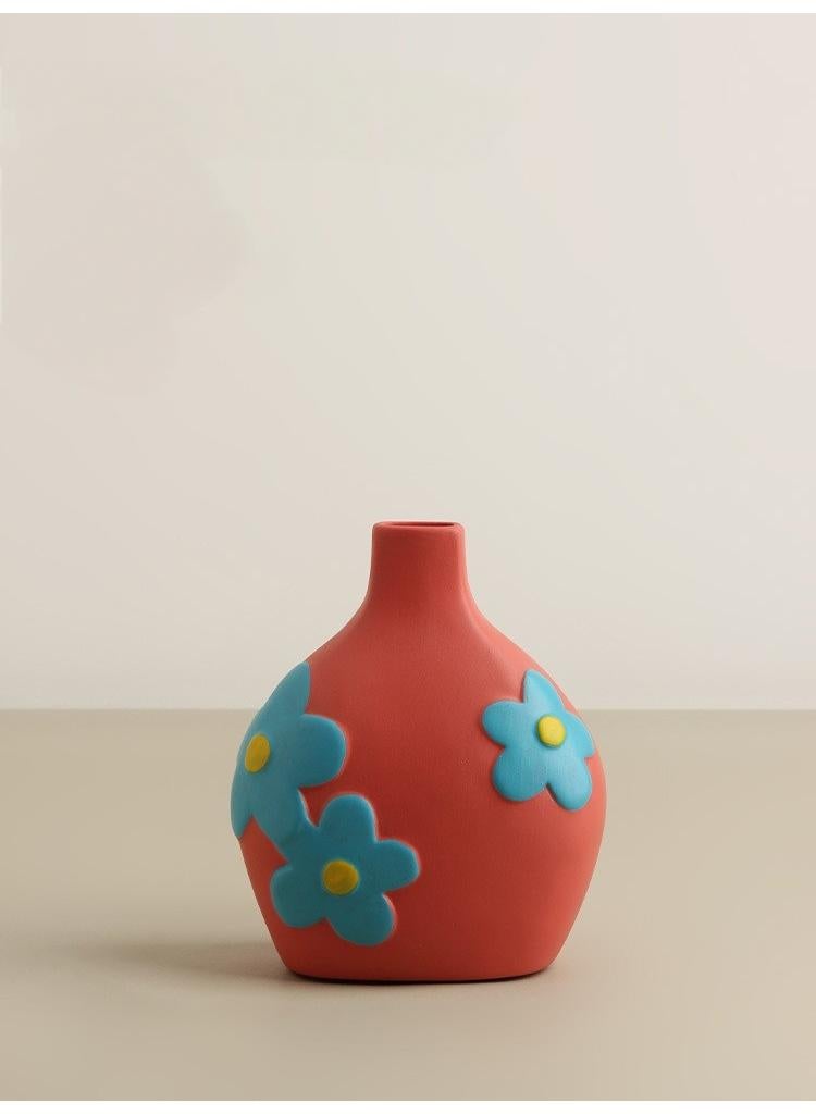 general 1 Pcs Creative Home Morandi Painted Ceramic Vase Living Room Decoration 14.5cm High