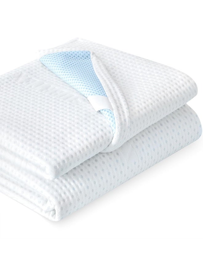 subrtex Inch Inch Bedding Topper Cover Removable Cool Mattress Protectors Washable with Adjustable Straps Anti-Slipping Meshing Backing Bamboo Fabric with Zipper Queen MTC340 - Image 1