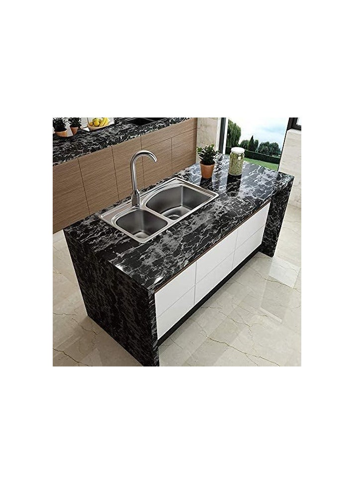 Adhesive Marble Roll - 5 Meter * 60 Cm For One Piece - Black - Image 4