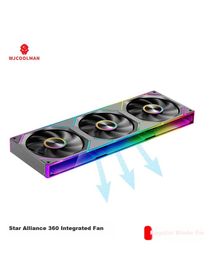 Play Jia Wanjia Xinglian 360 Interlocking Building Blocks Fan, Black, 12cm, Infinite Mirror, Synchronized Pwm Speed Control, Case Fan, Argb, Desktop Computer, Quiet - Image 1