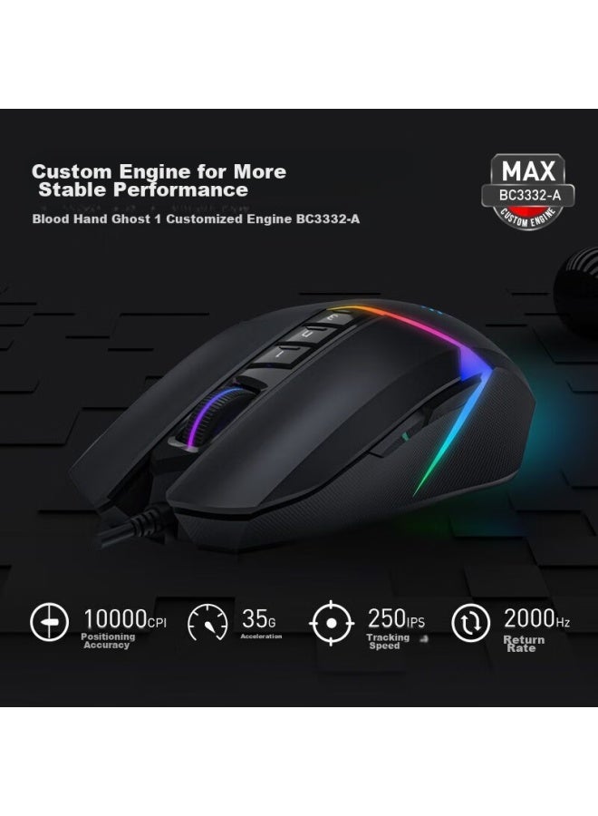 A4tech V8mmax Blood Hand Phantom Gaming Mouse Wired, Macro Programming Mechanical Laptop Desktop Computer Pubg Cf League Of Legends Large Hand Mouse, Black - Image 3