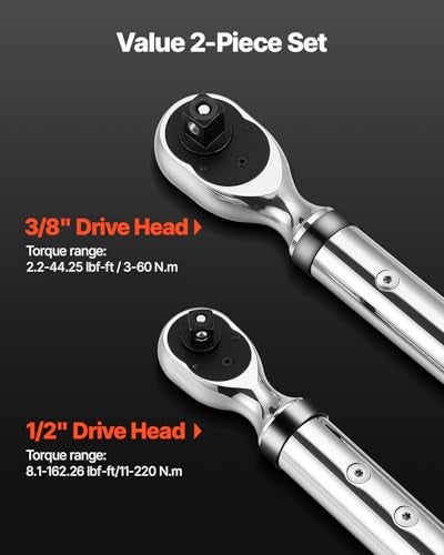 VEVOR Digital Torque Wrench 38 12 Inch Drive 04425FTLB060Nm016226FTLB0220Nm 2 Accuracy Electronic Torque Wrench with Preset ModeVibrationBuzzerLED Notification5Units of Measure - Image 3