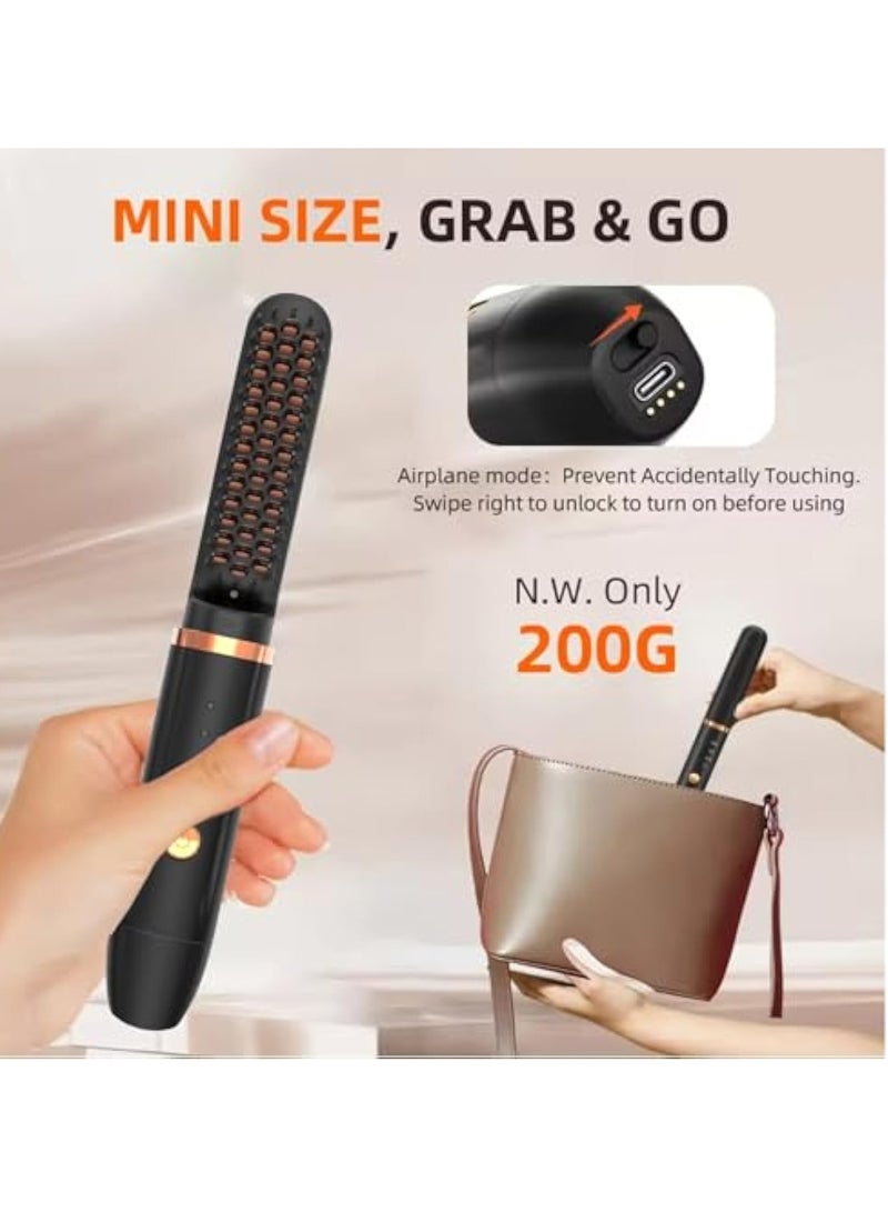 Zikra Hair Straightener, Cordless Hair Straighteners Brush, Portable Mini Straightening Comb, Beard Straightener Brush Heats Up Quickly, USB-C Rechargeable, for Thin Straight Hair Styling, Lasting Result - Image 5