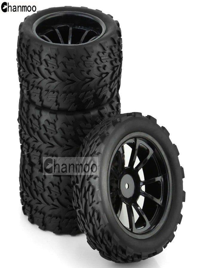 Chanmoo إطارات وعجلات شاحنة الوحش Chanmoo بمقياس 1/10، محاور سداسية 12 مم، إطارات شاحنة تحكم عن بعد بقطر خارجي 118 مم لسيارات الطرق الوعرة بمقياس 1:10 من Traxxas X-Maxx E-Revo Summit Kyosho 144001 HSP 94188 94111، 4 قطع (أسود) - Image 3