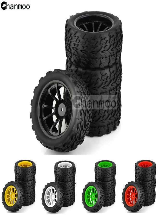 Chanmoo إطارات وعجلات شاحنة الوحش Chanmoo بمقياس 1/10، محاور سداسية 12 مم، إطارات شاحنة تحكم عن بعد بقطر خارجي 118 مم لسيارات الطرق الوعرة بمقياس 1:10 من Traxxas X-Maxx E-Revo Summit Kyosho 144001 HSP 94188 94111، 4 قطع (أسود) - Image 4