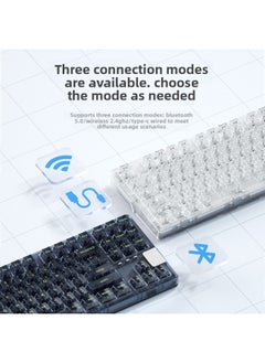 Generic Crystal Axis X87RGB Wireless Mechanical Keyboard Ice Spirit Three-mode Bluetooth Customized Hot Plug Code Word Transparent-Colour:Ice Soul Axis - 45g Linear Dust-proof Cross-axis Mahjong Sound Recommendation - 98-key White Transparent Three-mode Wireless Customized Rgb Backlight Full-key Hot-swappable Music Rhythm - Official Standard  - Image 5