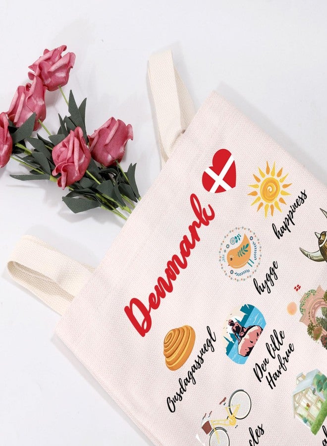 MEIKIUP Denmark Travel Culture Gift Danish Gems & Landmarks Souvenir Tote Bag Copenhagen Tourist Shoulder Bag (Denmark Tote Bag) - Image 2
