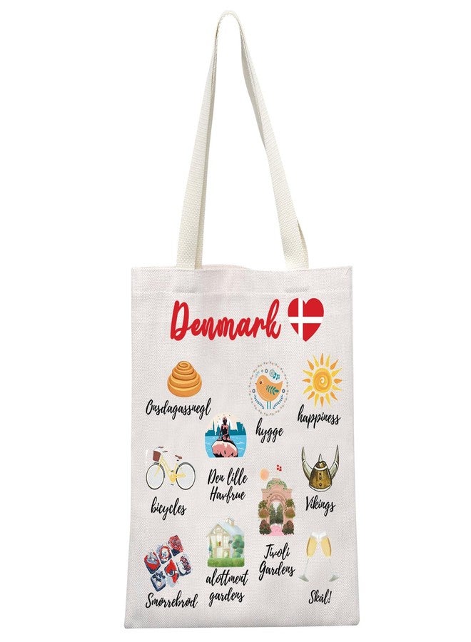 MEIKIUP Denmark Travel Culture Gift Danish Gems & Landmarks Souvenir Tote Bag Copenhagen Tourist Shoulder Bag (Denmark Tote Bag) - Image 1