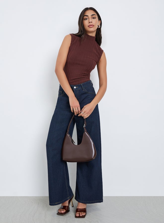 Styli Brown Sleeveless Fitted Knit Top - Image 2