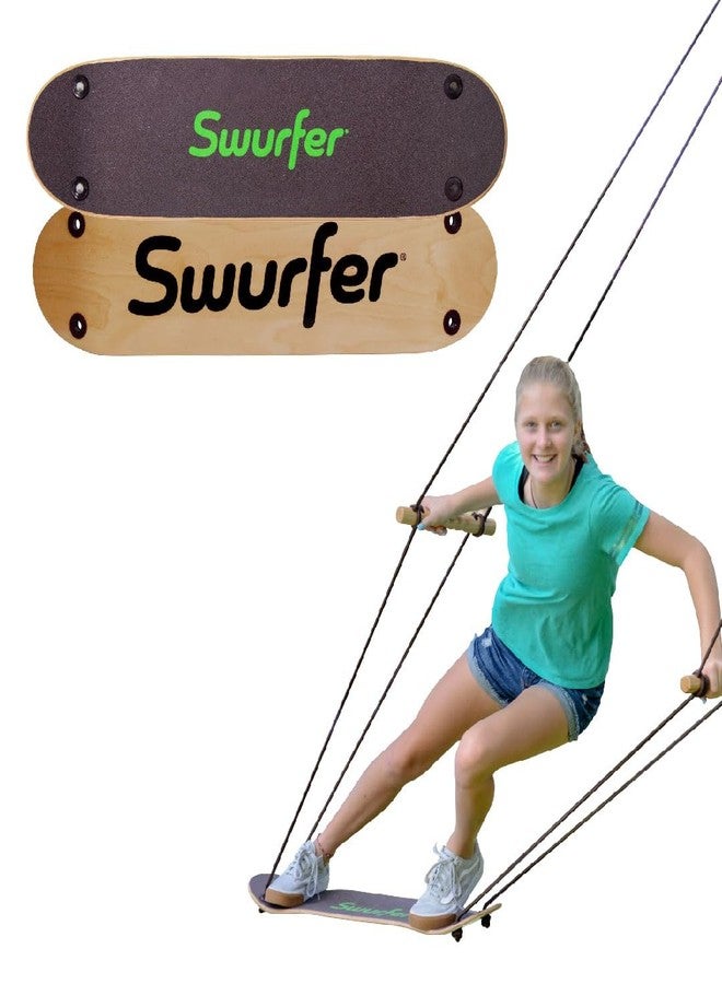 Swurfer TreeSkate Skateboard Swing, Outdoor Stand Up Surf Swing, Holds Up to 200 lbs, Ages 6 and Up, Adjustable Handles, Grip Tape, Kids Outdoor Play Equipment for Children and Adults (Natural),Brown - Image 1