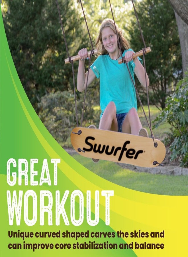 Swurfer TreeSkate Skateboard Swing, Outdoor Stand Up Surf Swing, Holds Up to 200 lbs, Ages 6 and Up, Adjustable Handles, Grip Tape, Kids Outdoor Play Equipment for Children and Adults (Natural),Brown - Image 3