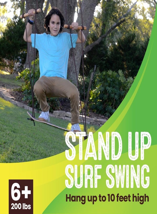 Swurfer TreeSkate Skateboard Swing, Outdoor Stand Up Surf Swing, Holds Up to 200 lbs, Ages 6 and Up, Adjustable Handles, Grip Tape, Kids Outdoor Play Equipment for Children and Adults (Natural),Brown - Image 2