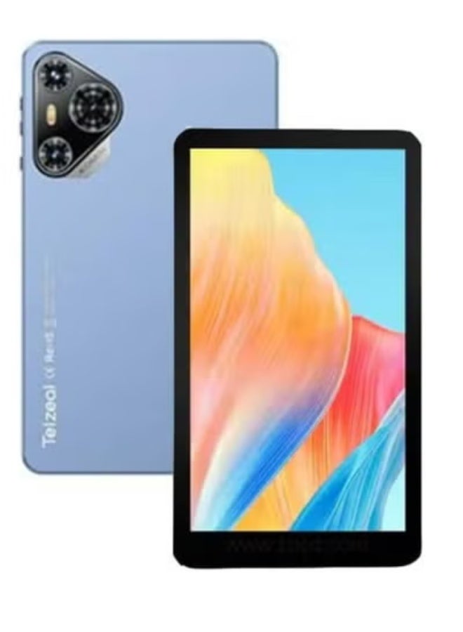 Telzeal جهاز لوحي أندرويد P700 بشاشة HD مدمجة مقاس 7 بوصات، 6 جيجابايت RAM، 256 جيجابايت ROM، شريحتين SIM + دعم شبكة 5G، واي فاي وبلوتوث، معالج رباعي النواة - تصميم أزرق نحيف - بطارية 3000 مللي أمبير - كاميرتين - مثالي للأطفال والسفر والدراسة والقراءة والترفيه - Image 1