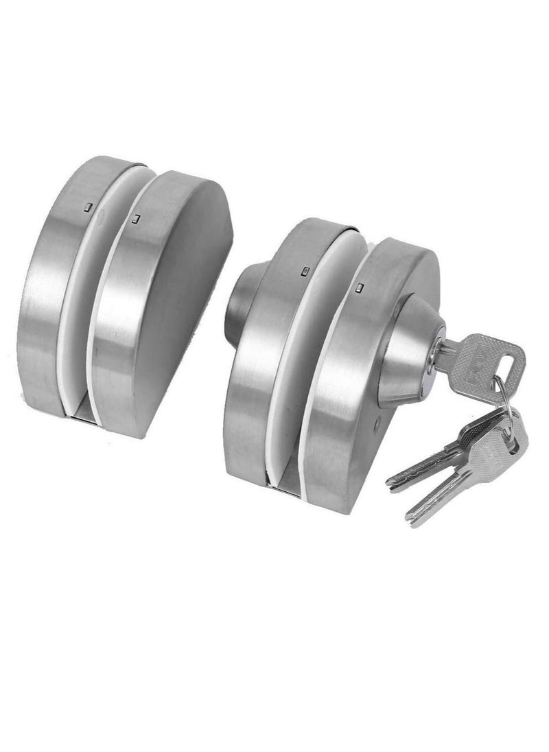 ABBASALI - Thinkness Glass Door Lock NO Drill Anti-Theft Security Lock with 3 Keys Commercial Durable Metal Chrome Double Bolts Swing Hinged Frameless Push Sliding Gate Lock - Image 1