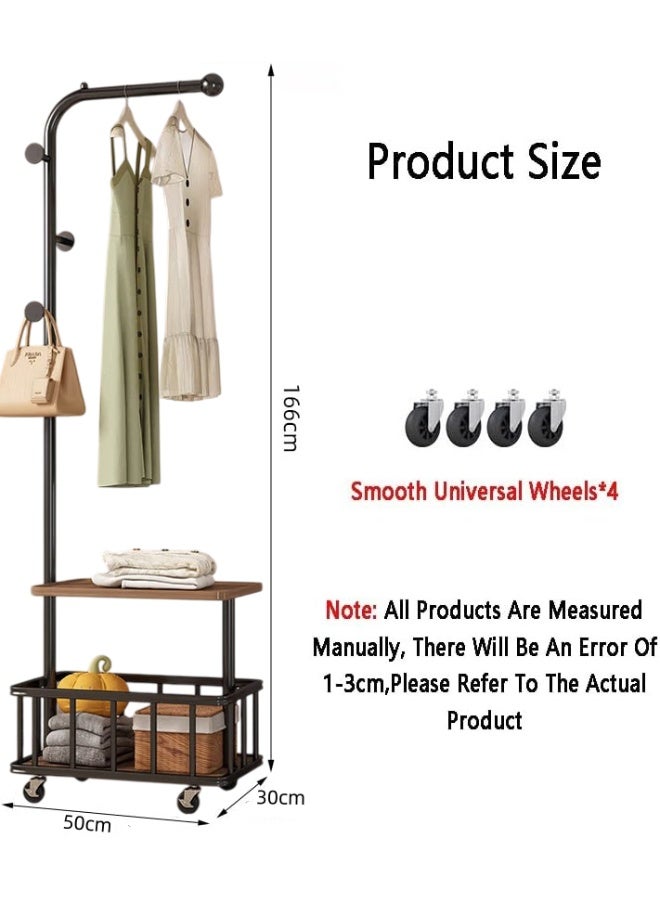 شو وو حامل معاطف زاوية متحرك بعجلات، حامل معاطف زاوية للمدخل، رفوف ملابس قائمة بذاتها مع مساحة تخزين، مناسب لغرفة المعيشة أو المنزل أو غرفة النوم - Image 5