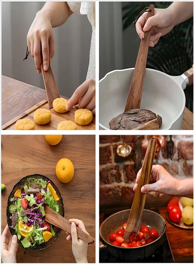 ANMIOU 12 Inch Teak Wooden Spatula Small Wood Flipper Egg Scraper Kitchen Cooking Tool Multipurpose Wood Utensil Set of 2 - Image 4
