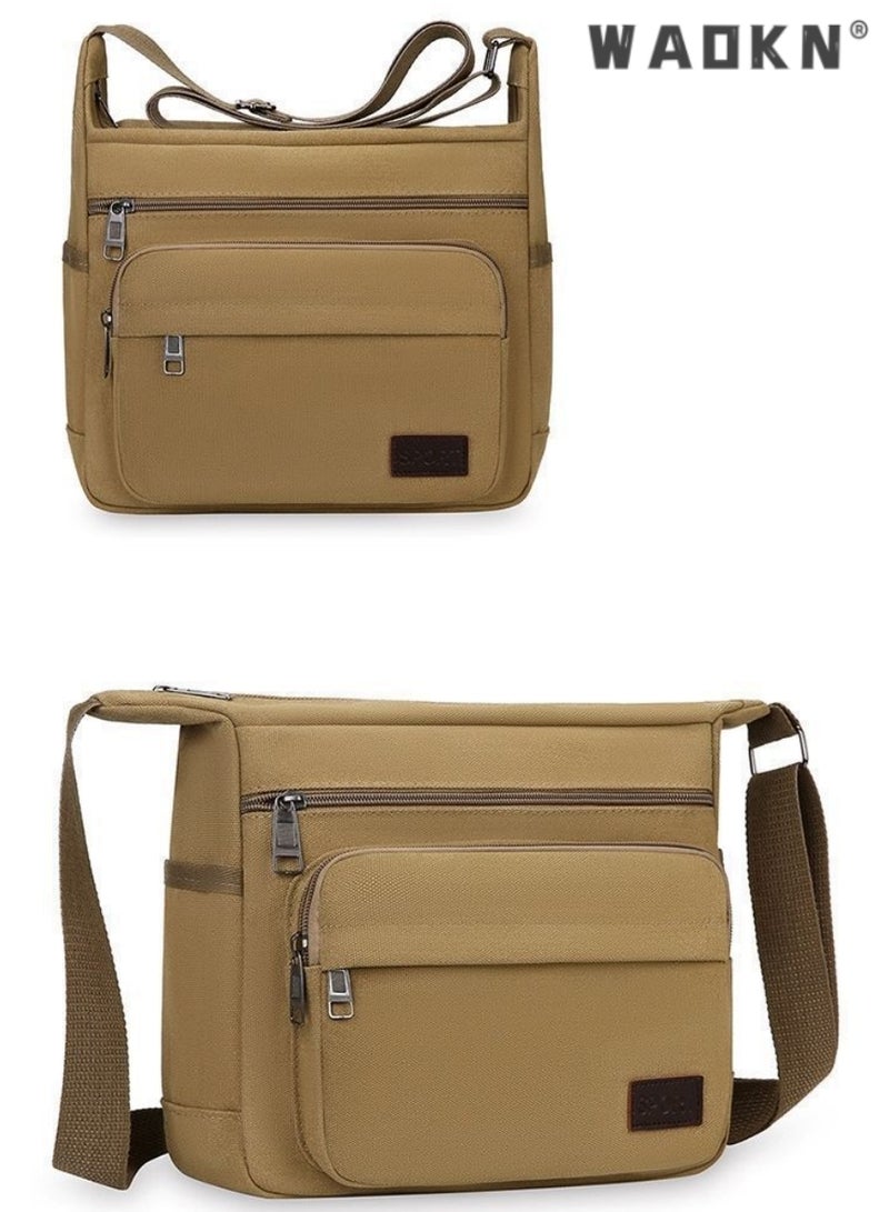 WAOKN Canvas Shoulder Messenger Bag,Cross body bag mens Men Canvas Shoulder Bags Casual Tote Travel Men's Crossbody Bag Luxury Messenger Bags Fashion Handbag Satchel Bag for Work and School（Brown）  - Image 2