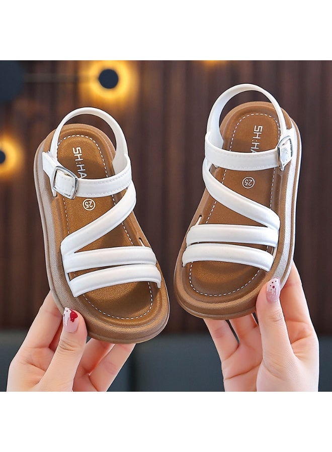 NIBEMINENT Elegant Baby Girls Sandals Summer  Casual Children Sandals Girls Flat Shoes Fashion Casual Non Slip Kids Student Beach Shoes  - Image 1