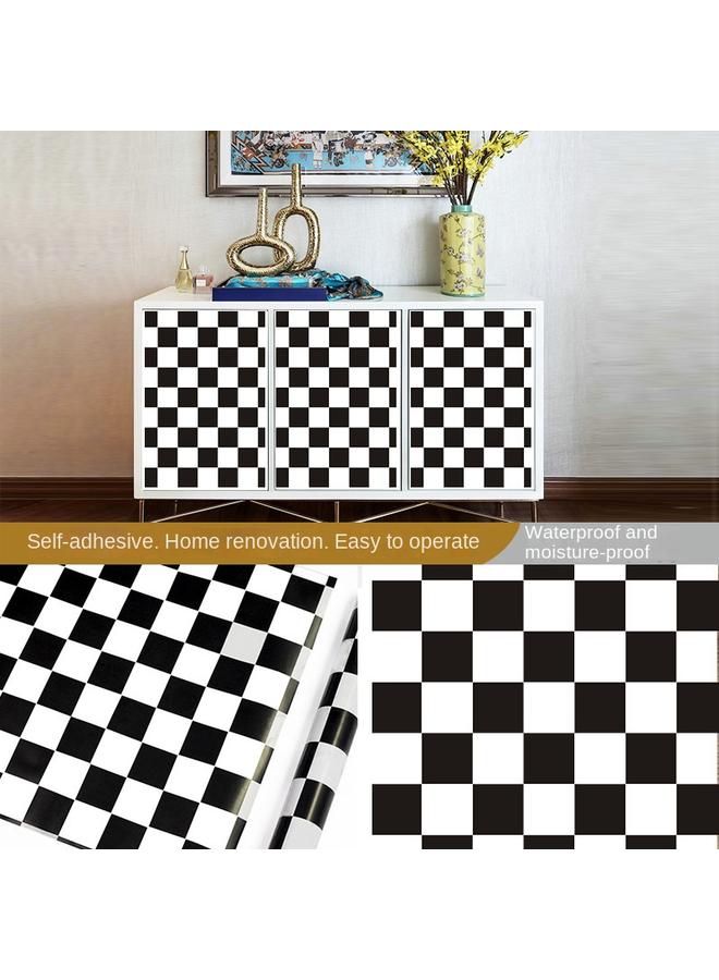 Bluejw Nordic Striped Wallpaper Self-adhesive Living Room Dormitory Checkerboard Ins Background Wallpaper Adhesive Wardrobe Ins Paper - Image 1