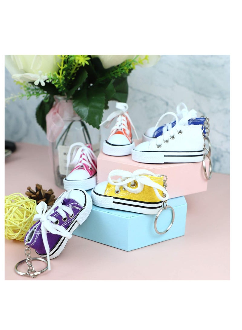 SOLARAE حامل مفاتيح حذاء رياضي صغير من قماش، 6 قطع من حاملات مفاتيح أحذية التنس، حلقات مفاتيح أحذية رياضية للحقيبة، هدايا رائعة لحفلات عيد الميلاد، ملء أكياس الهدايا، للأطفال والبالغين - Image 5