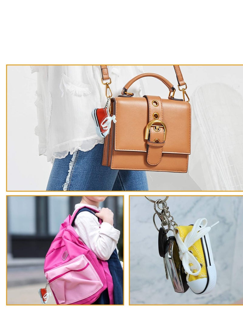 SOLARAE حامل مفاتيح حذاء رياضي صغير من قماش، 6 قطع من حاملات مفاتيح أحذية التنس، حلقات مفاتيح أحذية رياضية للحقيبة، هدايا رائعة لحفلات عيد الميلاد، ملء أكياس الهدايا، للأطفال والبالغين - Image 4