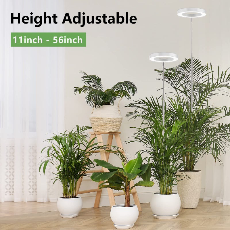 LBW Grow Lights for Indoor Plants, 144 LEDs Full Spectrum Plant Light, Large Plant Lamp with 4 Dimmable Levels, 4/8/12H Auto Timer, Height Adjustable, Halo Growing Lamp for Tall Plants, 2 Pack - Image 2