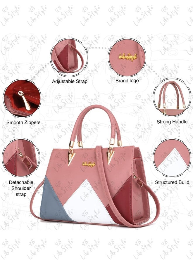 LIKE STYLE Women Colourblocked Hand Bag (Pink) - Image 3