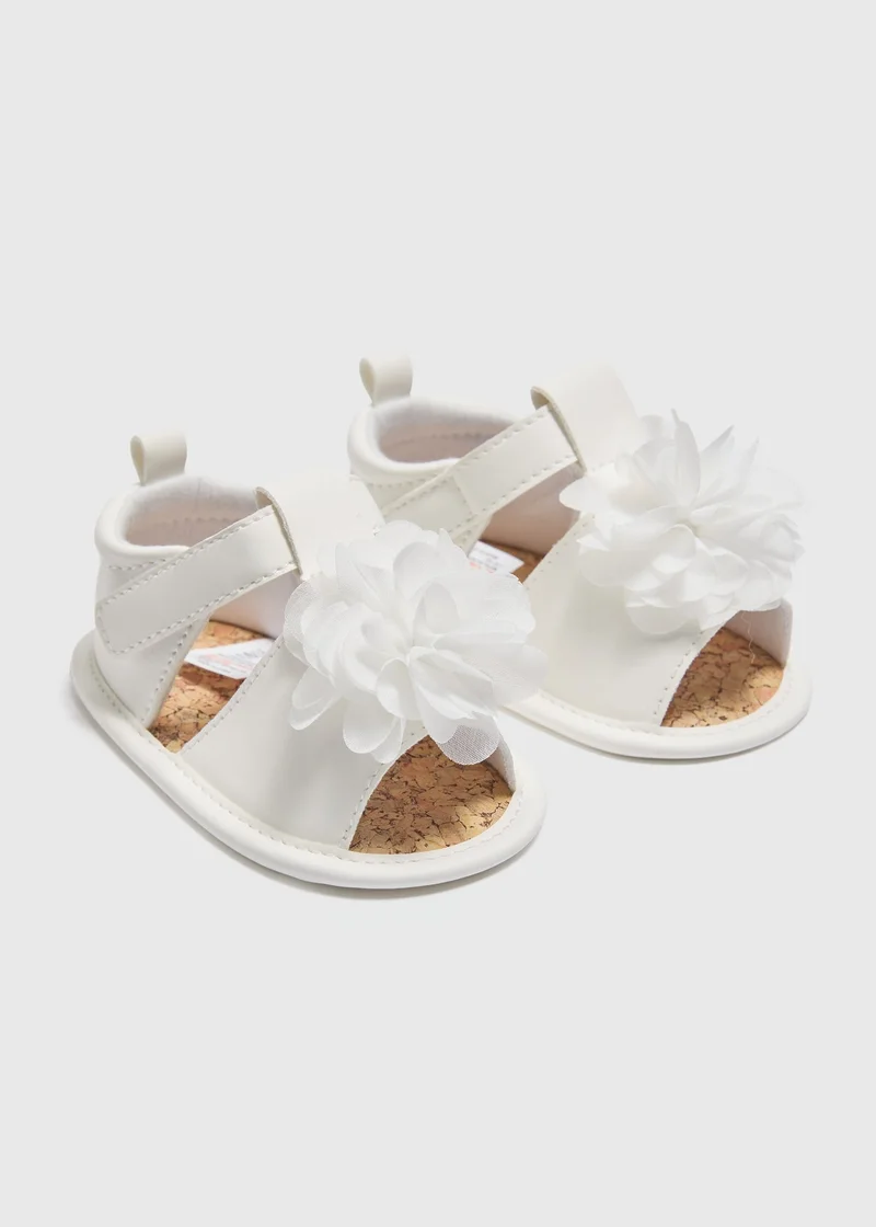 Matalan Baby White Corsage Soft Sole Sandals