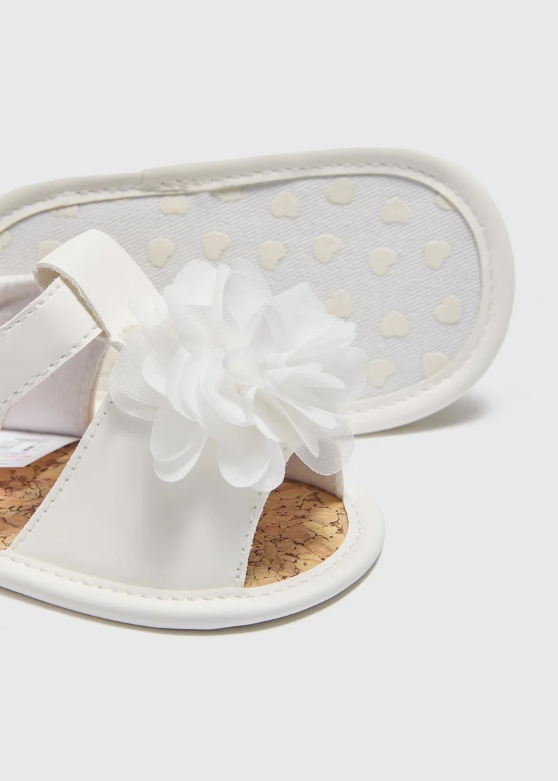 Matalan Baby White Corsage Soft Sole Sandals
