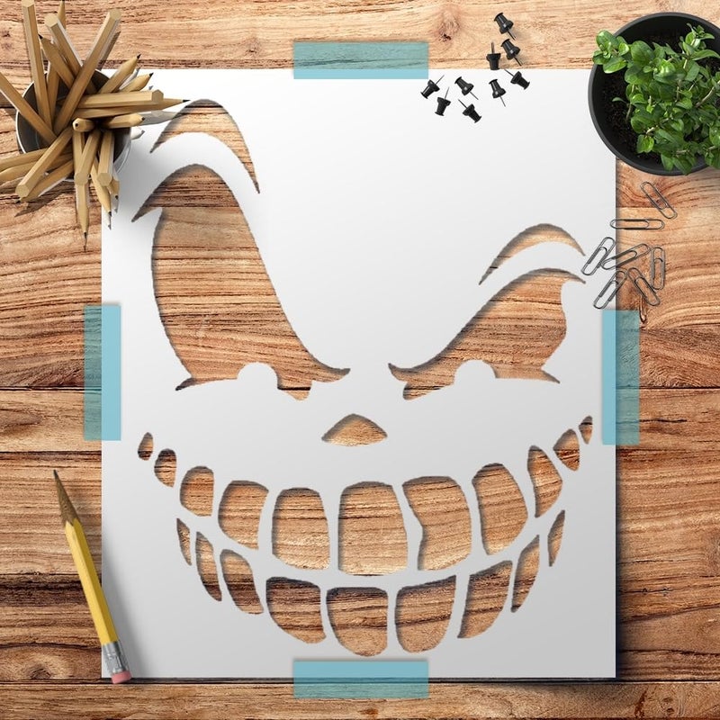 STENCILAIR Skull Reusable Sturdy Stencil Skulls, Halloween, Crafts, Scrapbooking, Airbrushing, Decorating Rooms 8" x 10.5 Sheet - Versatile, Durable Art and Craft Stencils  - Image 1