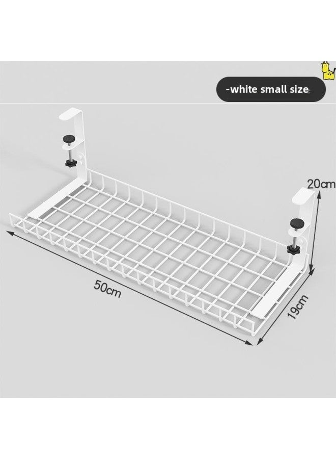 Under-the-desk Data Cable Storage Box Large-capacity Cable Management Wire Socket Holder Router Punch-free Cable Management Rack-Color:White Small Size Without Punching - Two Pack