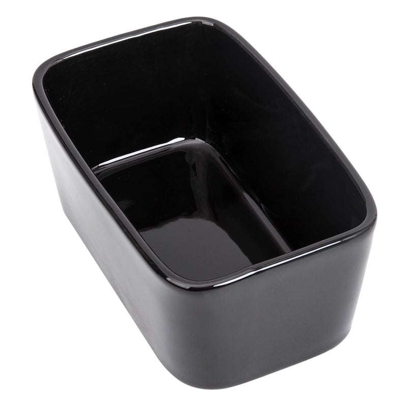 Arswin Butter Dish with Cover and knifeCeramics Butter Container with Bamboo Lid for CountertopLarger Butter Dishes with Covers Perfect for East West Coast ButterBlack with Words - Image 2