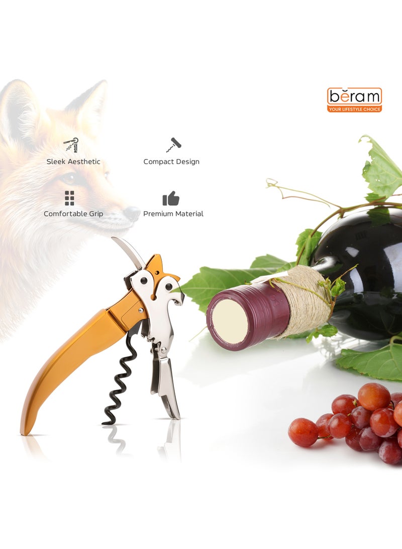Beram Multifunctional Opener, Fox Shaped Waiters Corkscrew, Heavy Duty Stainless Steel Hinges, Bottle, Cork, Key Openers for Restaurant Waiters, Sommelier, Bartenders - Image 5
