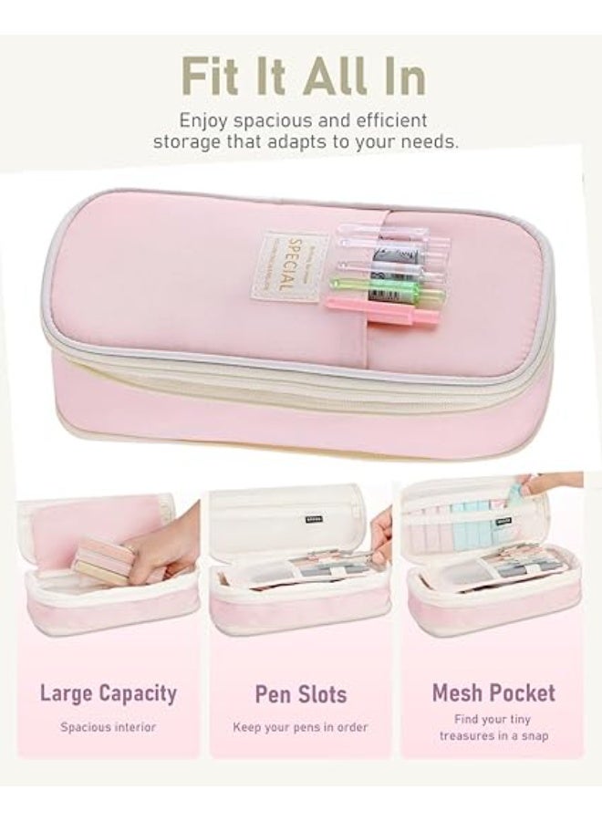 مستلزمات مدرسية جمالية مع حافظة أقلام، 12 قلم تحديد باستيل، 5 أقلام جل حبر سوداء، 5 عبوات إعادة تعبئة لأقلام الجل، 4 أستيكات، 4 أقلام سنون بقياس 0.5 و0.7 مم، مجموعة مستلزمات مثالية للطلاب والجامعة - Image 2