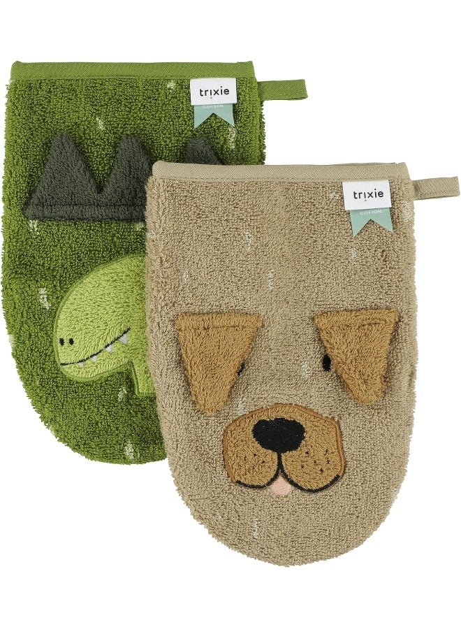 Trixie Washcloths 2-pack | Mr. Dino - Mr. Dog - Image 1